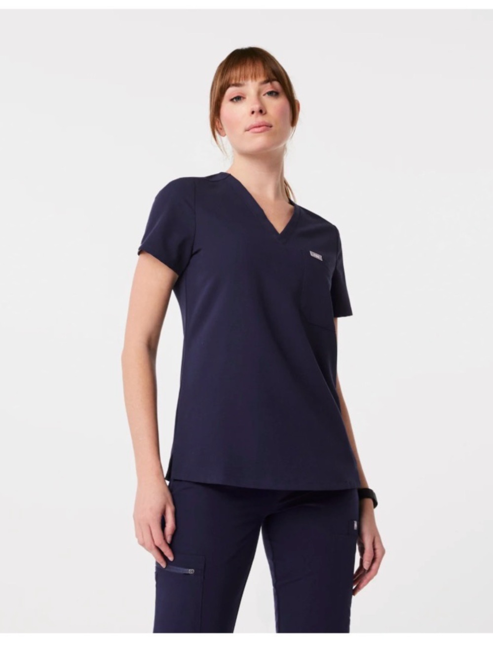 Figs Navy V-Neck Scrub Top